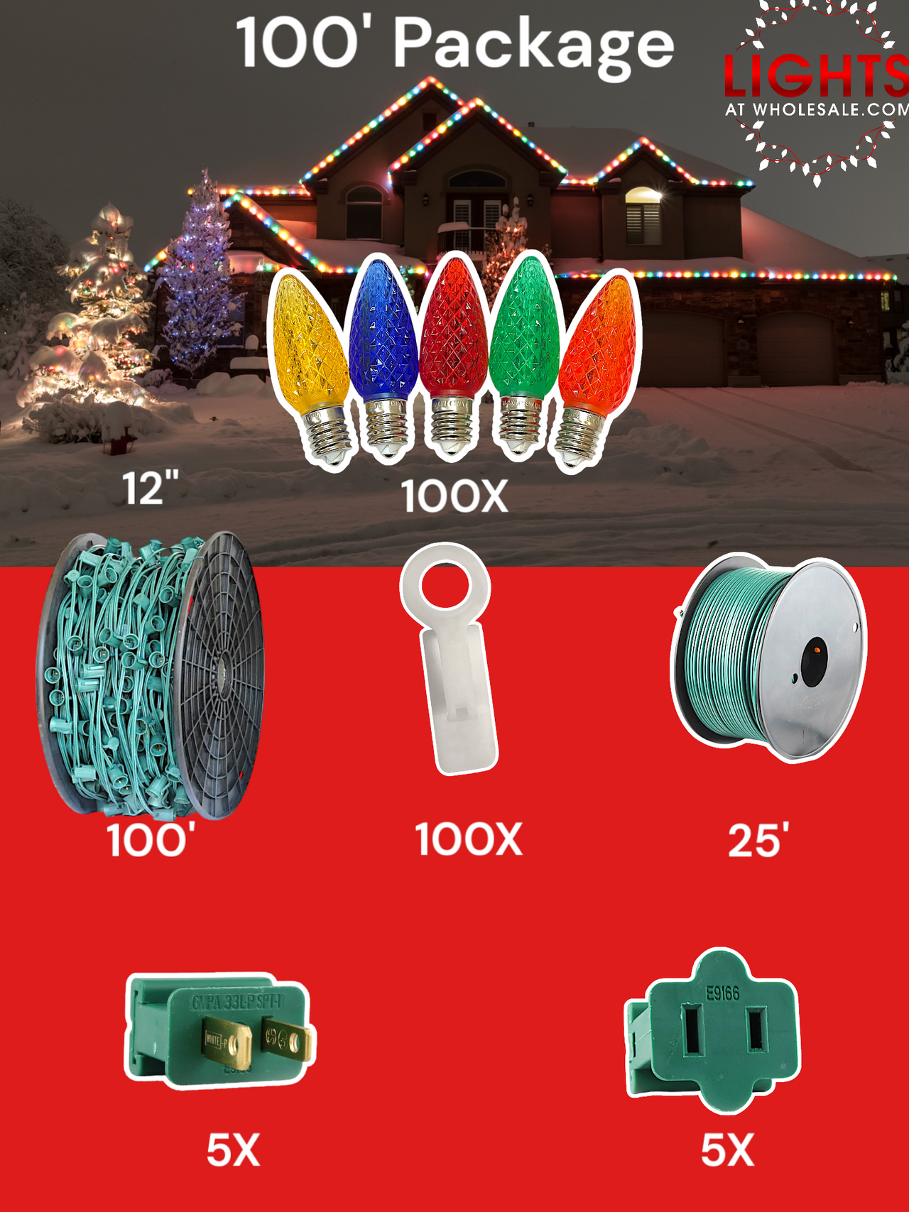 C9 LED 100' & 125' Christmas Light Pro Packages
