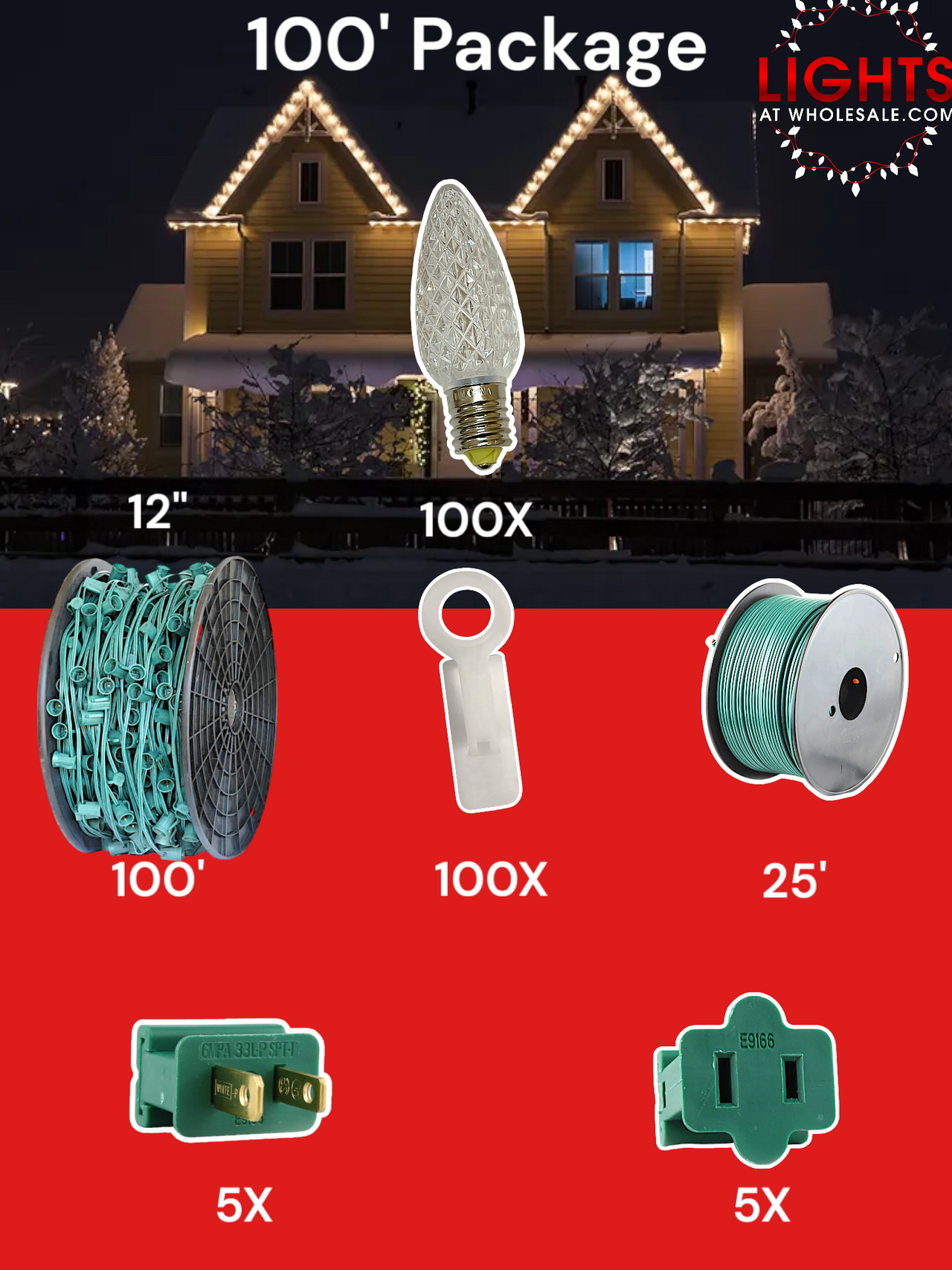 C9 LED 100' & 125' Christmas Light Pro Packages