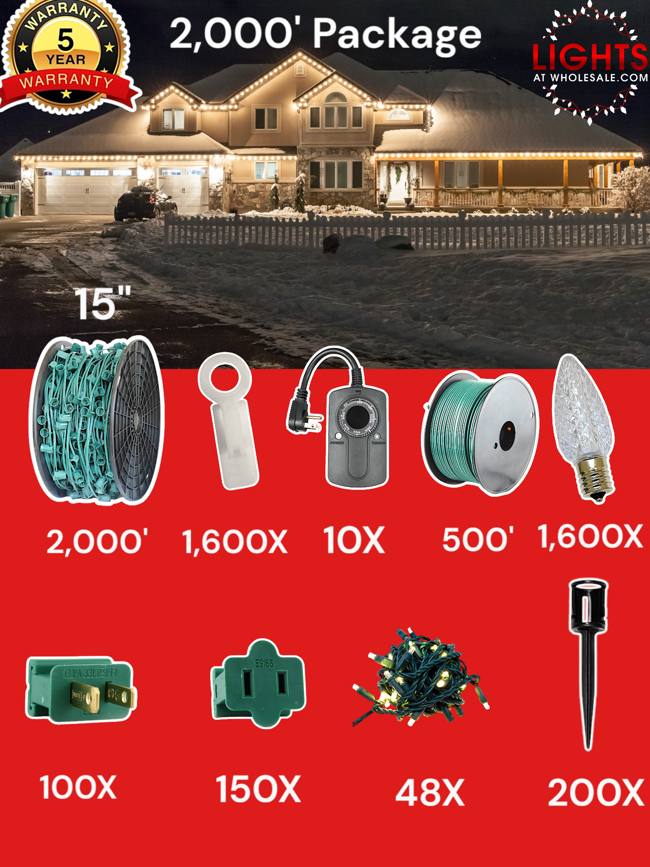 C9 LED 2000' Contractor Pro Package
