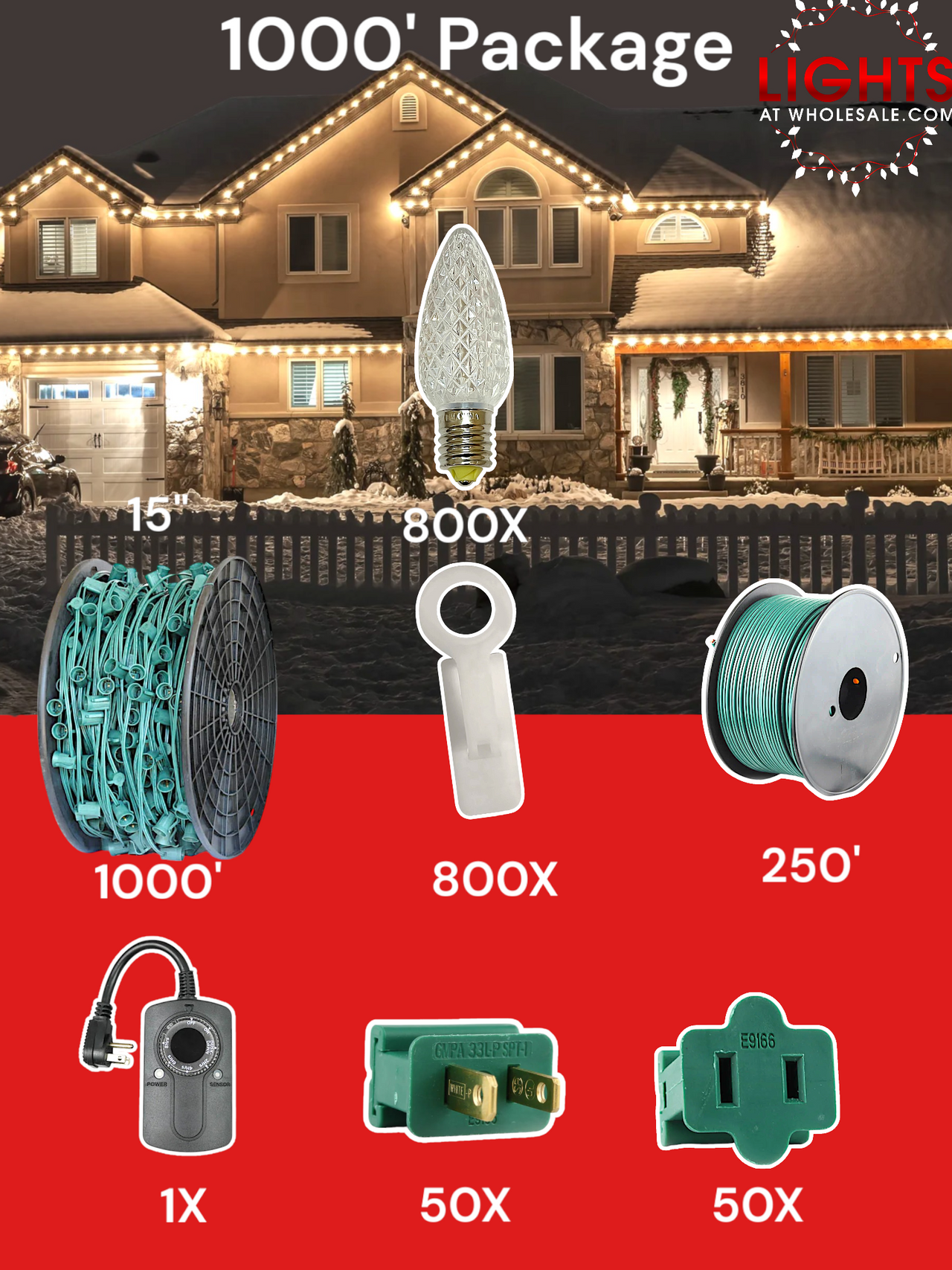C9 LED 1000' Christmas Light Pro Packages