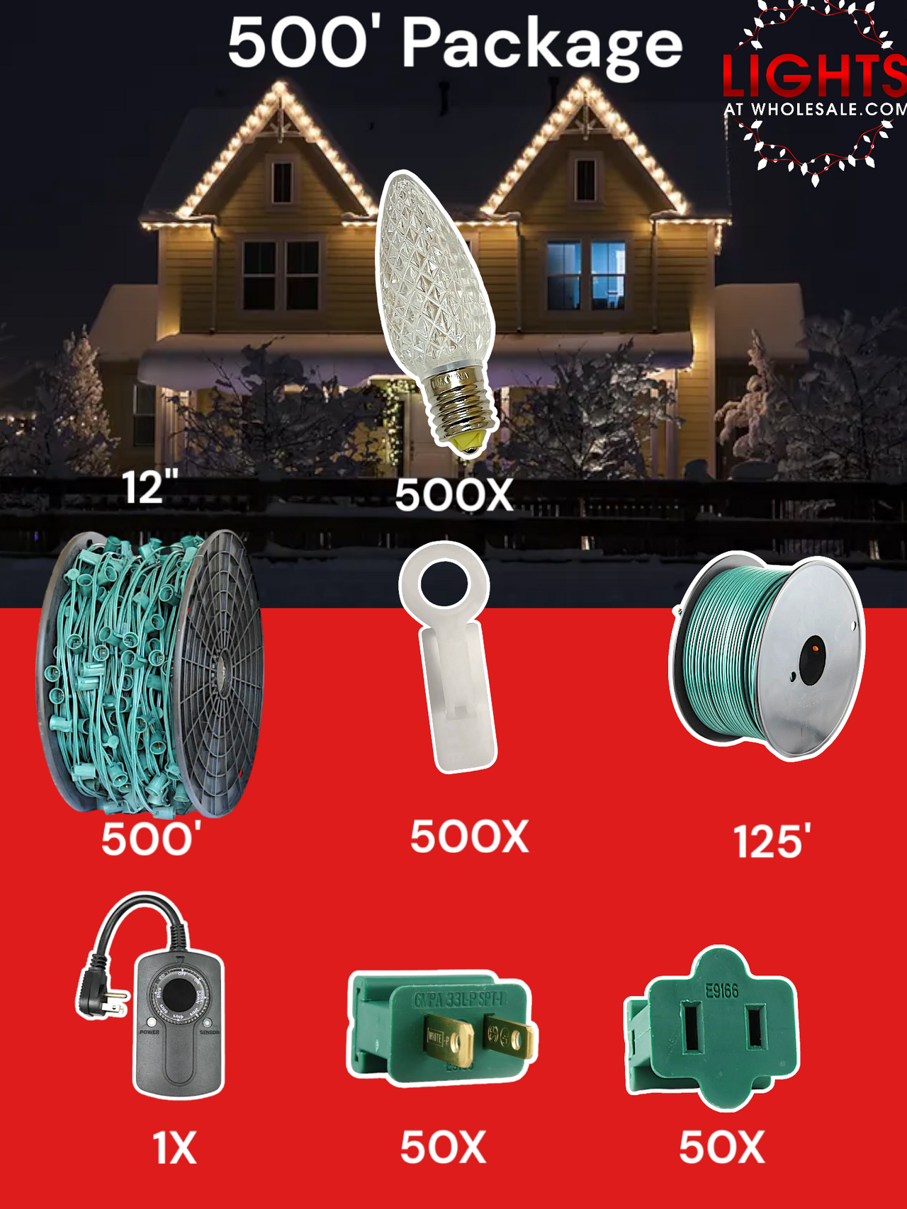 C9 LED 500' Christmas Light Pro Packages