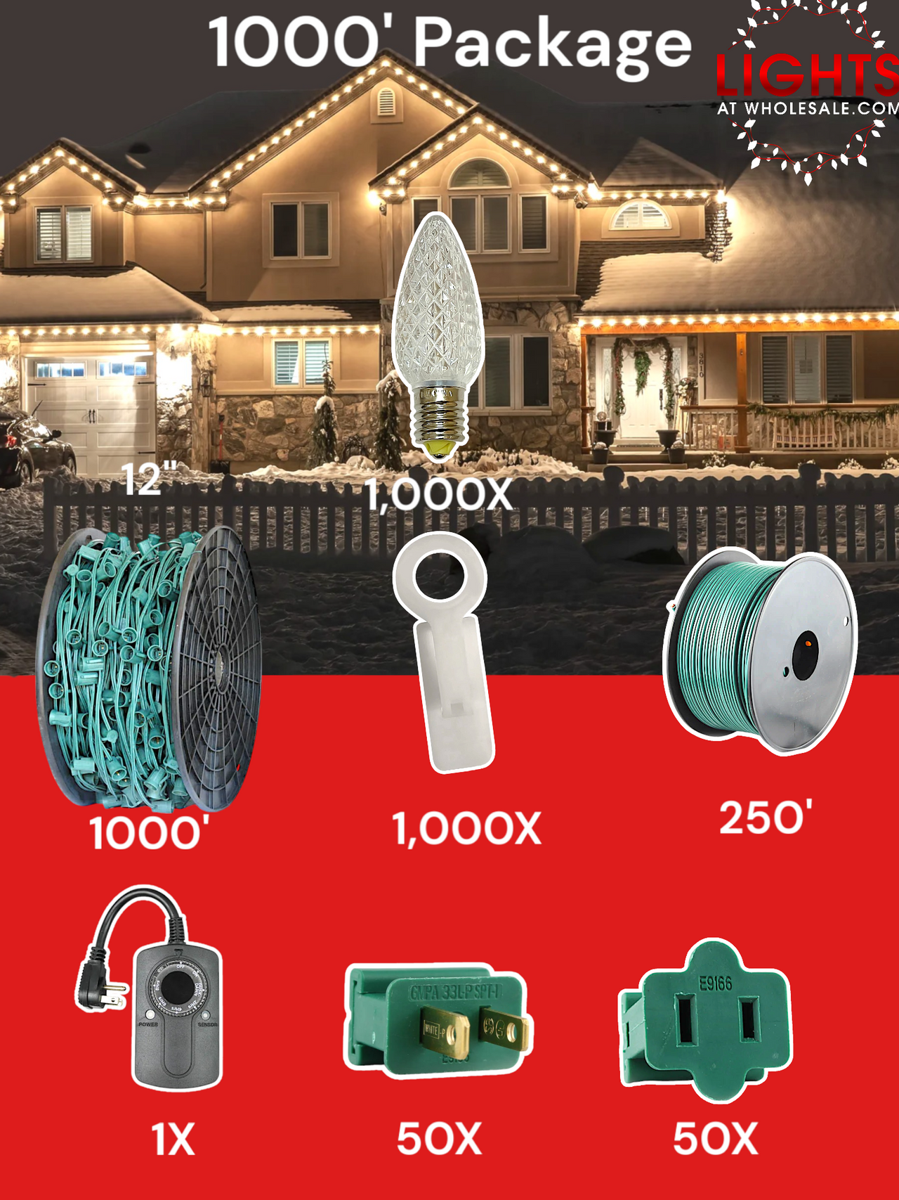 C9 LED 1000' Christmas Light Pro Packages