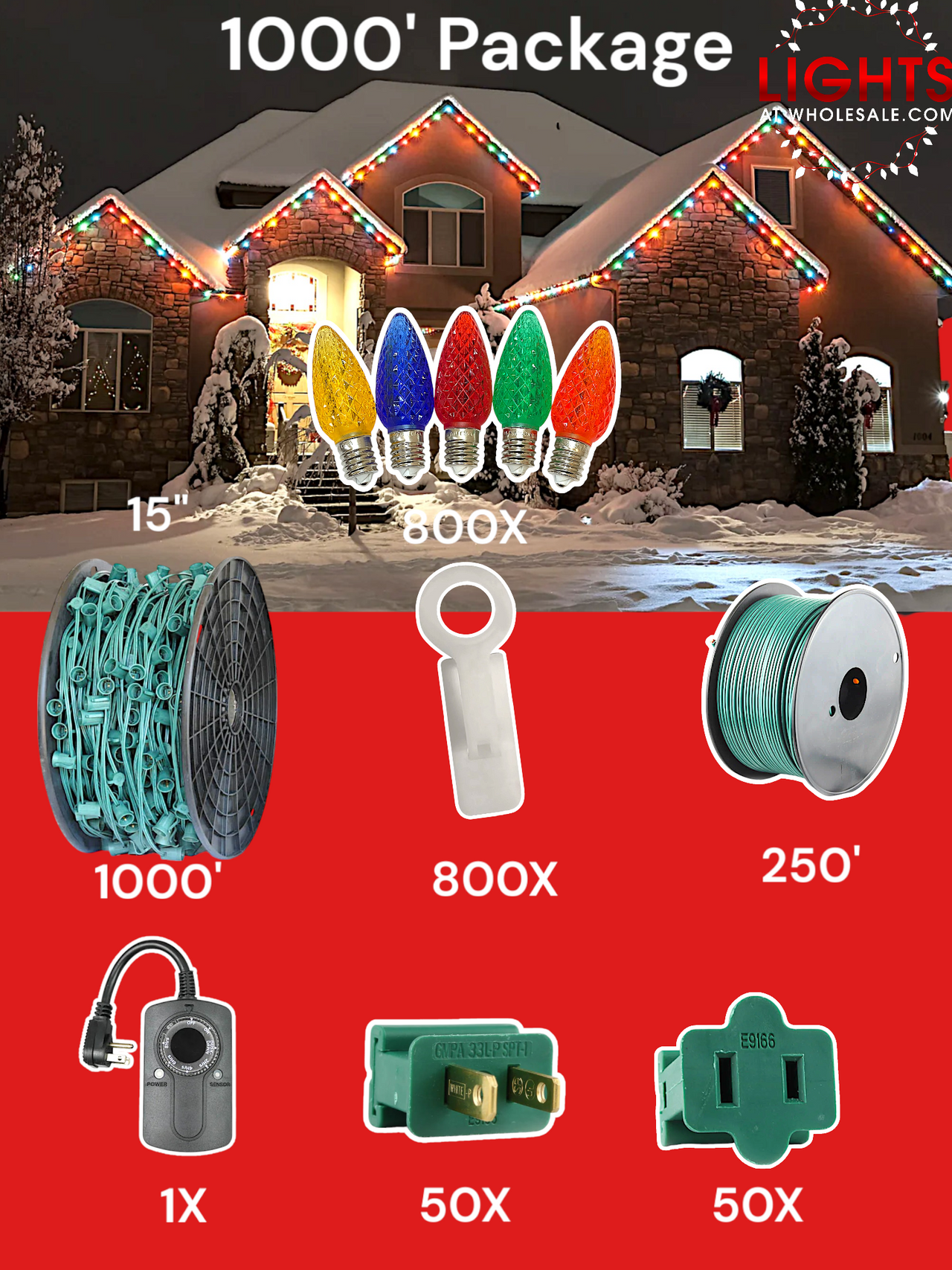 C9 LED 1000' Christmas Light Pro Packages