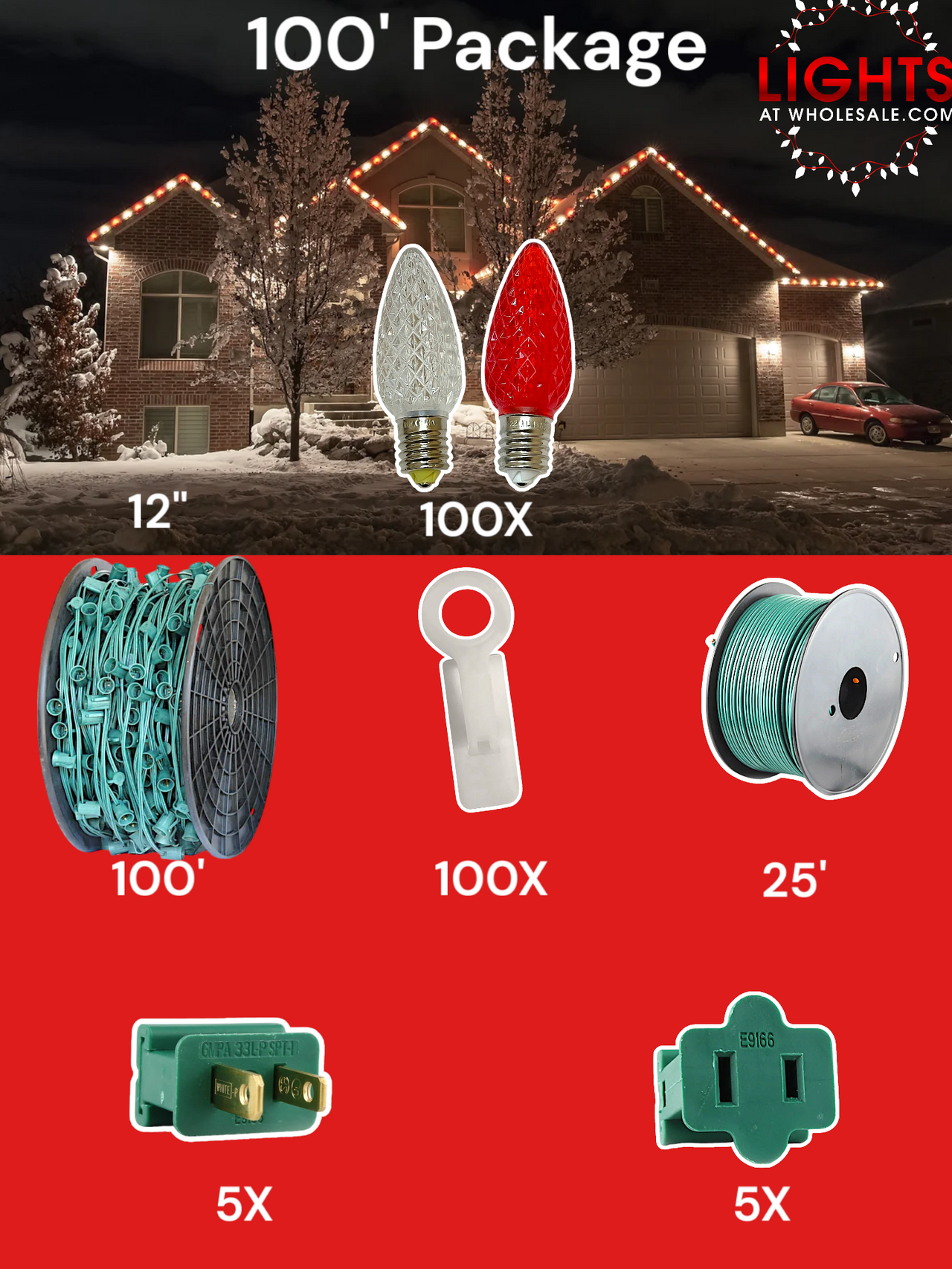 C9 LED 100' & 125' Christmas Light Pro Packages