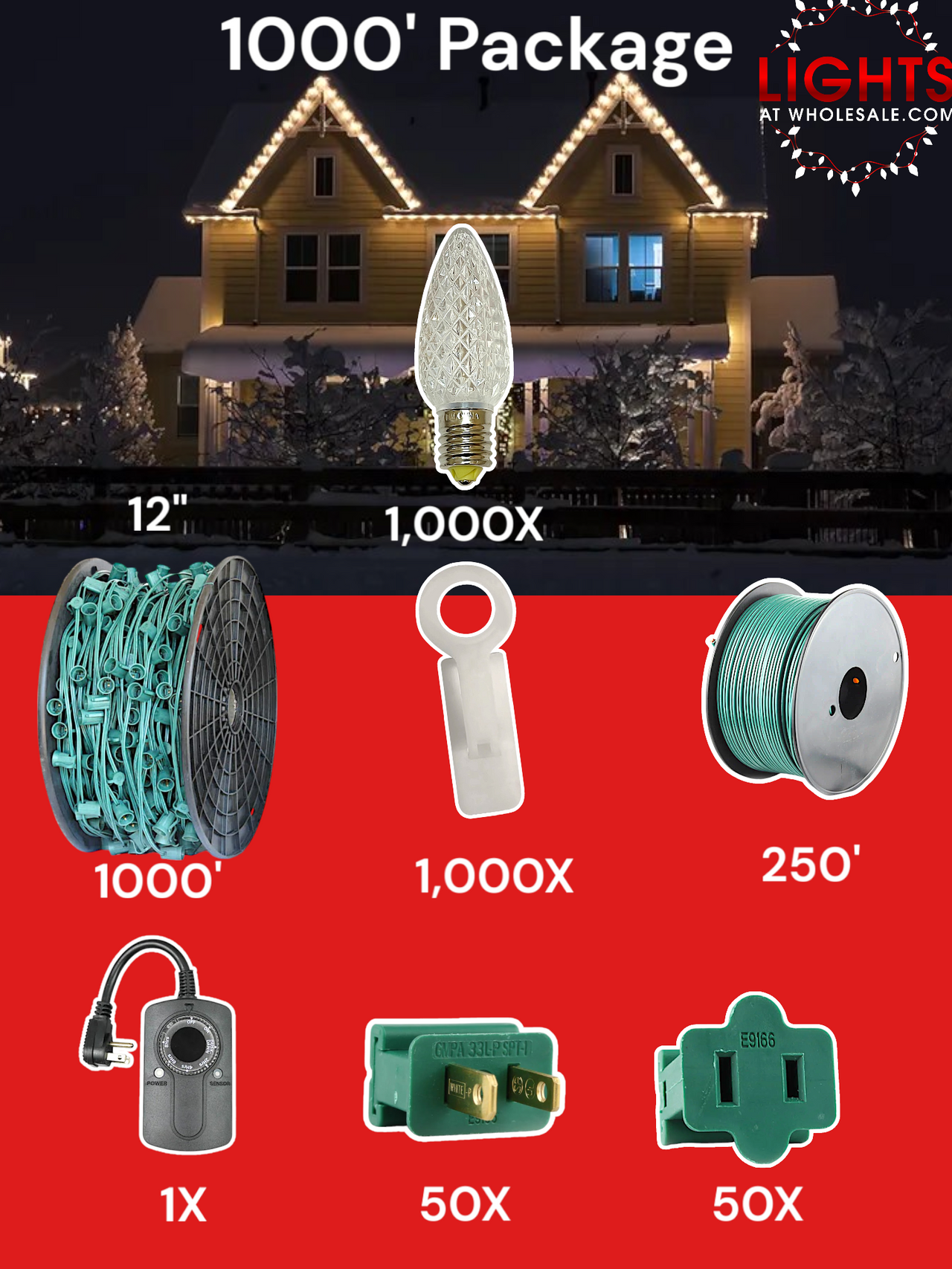 C9 LED 1000' Christmas Light Pro Packages
