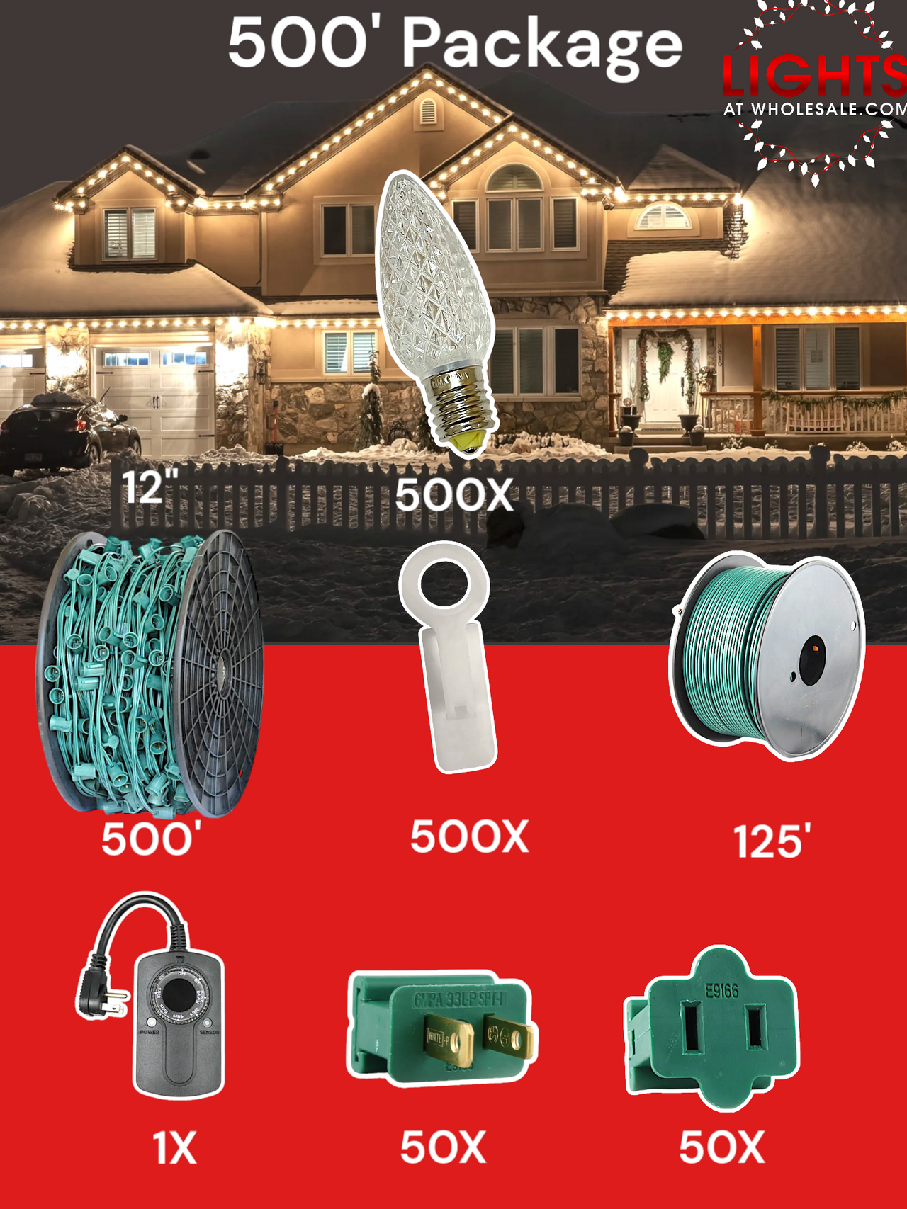 C9 LED 500' Christmas Light Pro Packages
