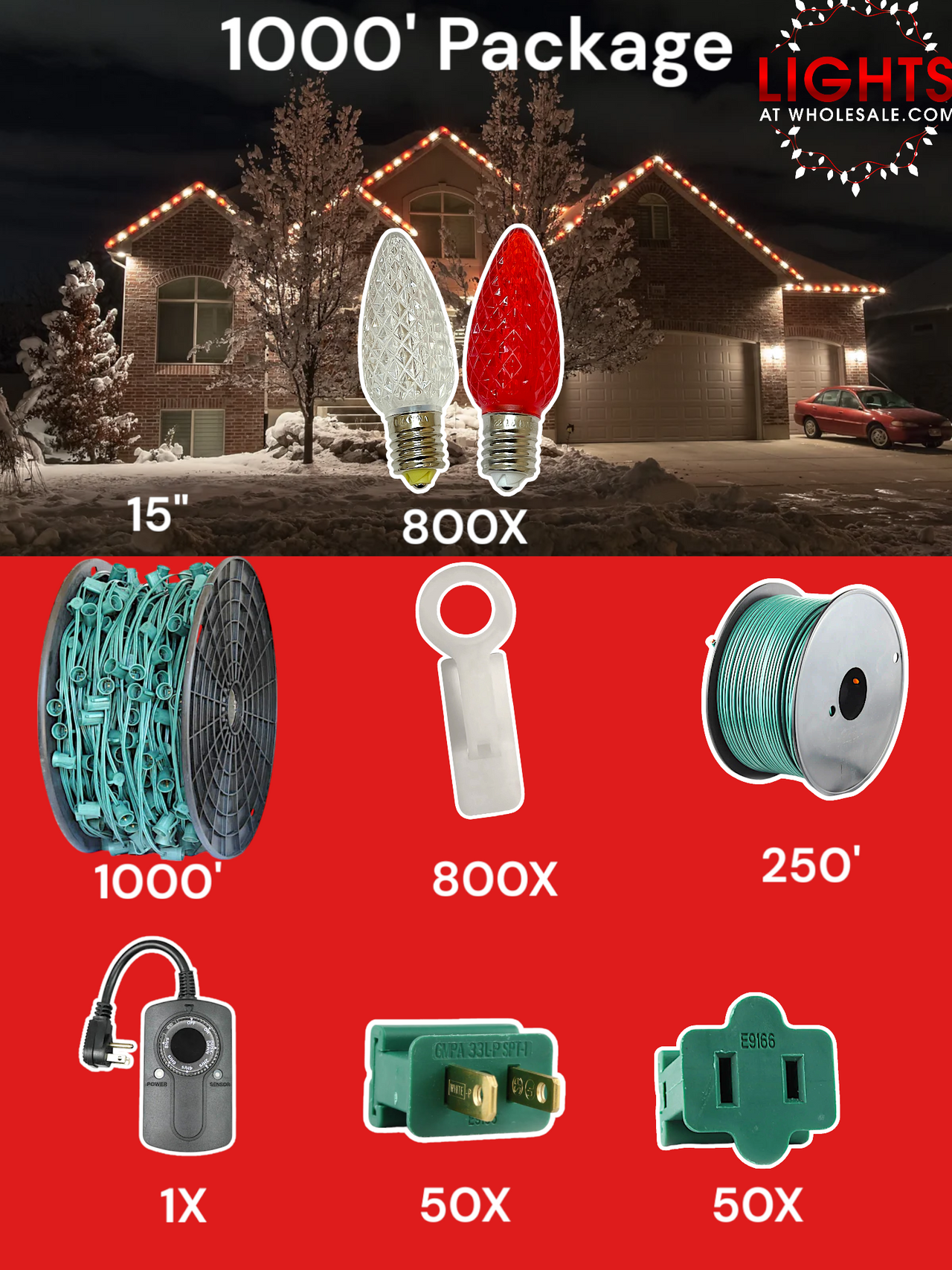 C9 LED 1000' Christmas Light Pro Packages