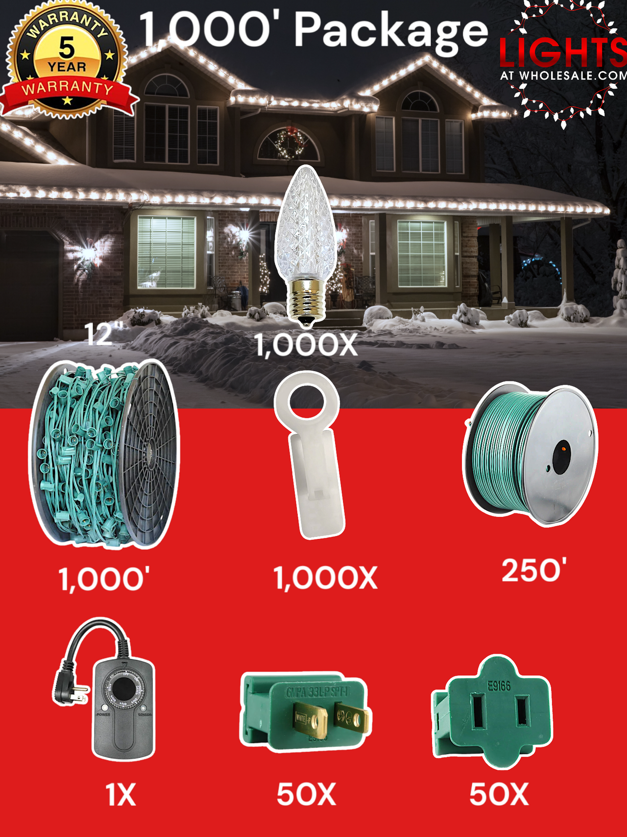 C9 LED 1000' Christmas Light Pro Packages