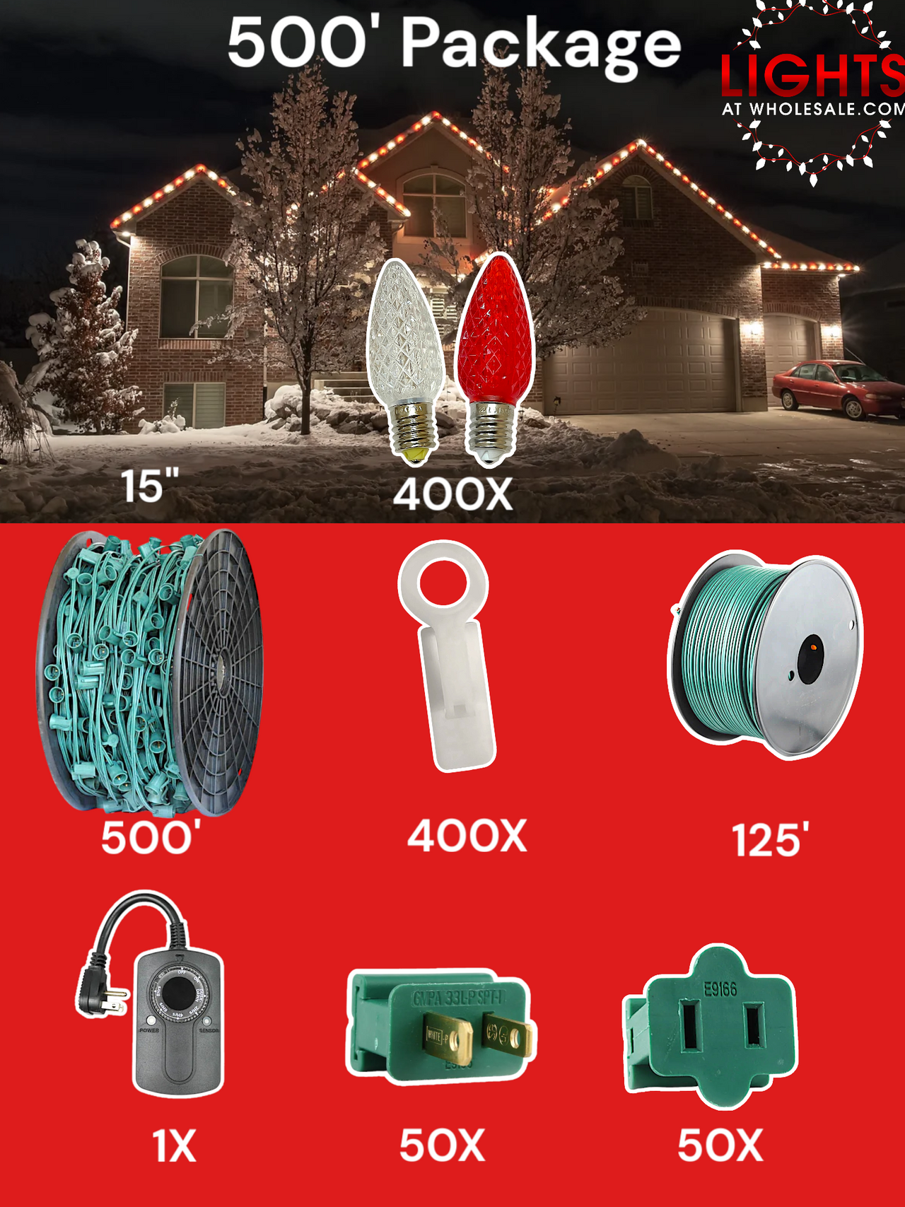 C9 LED 500' Christmas Light Pro Packages