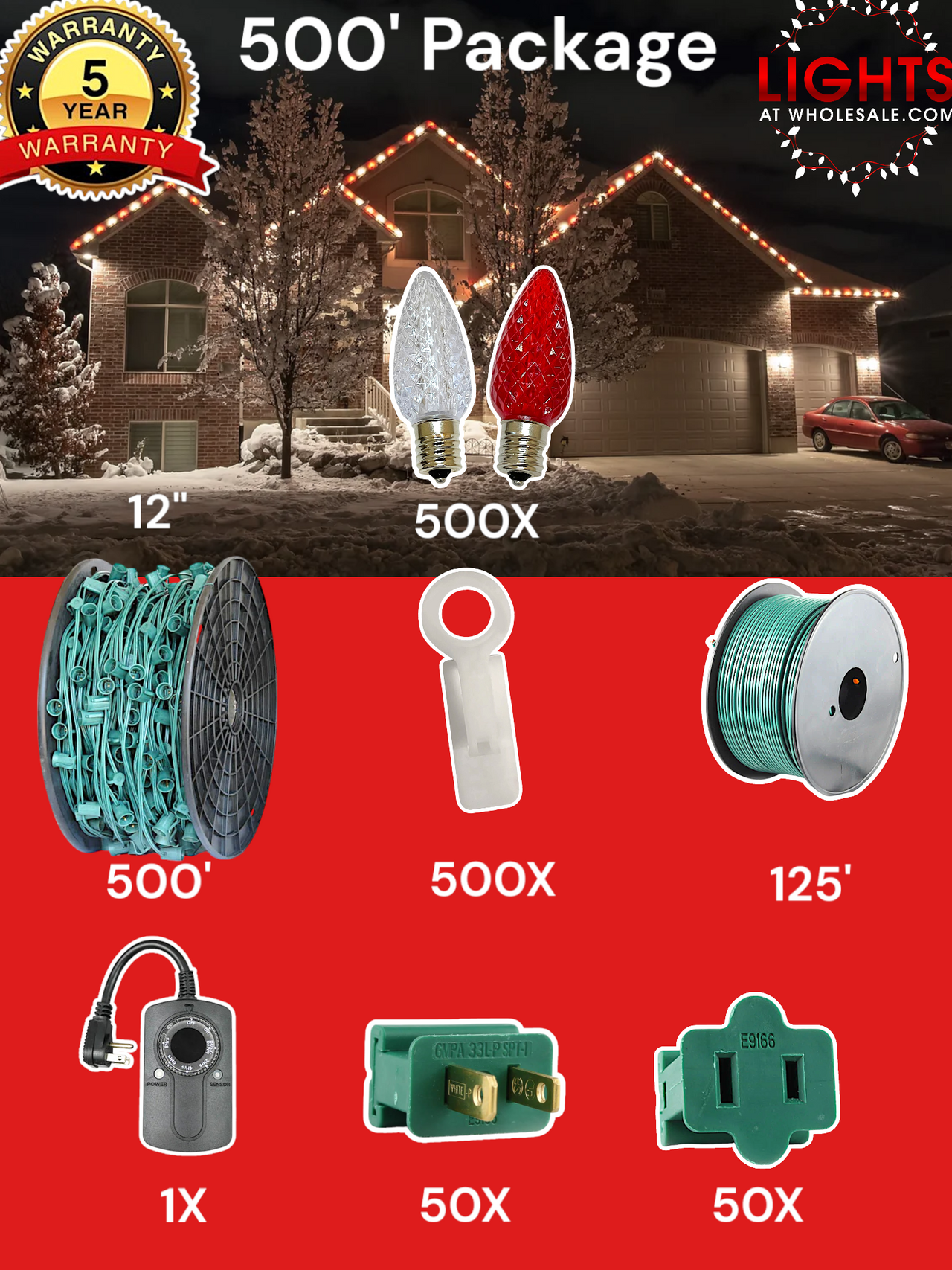 C9 LED 500' Christmas Light Pro Packages