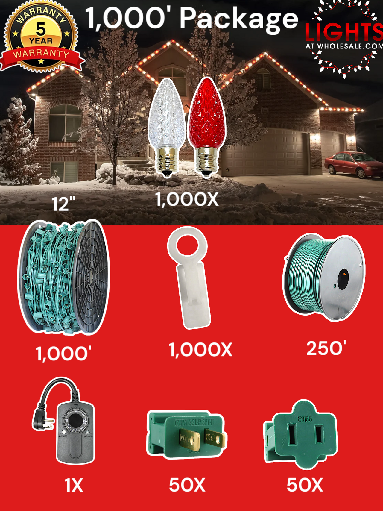 C9 LED 1000' Christmas Light Pro Packages