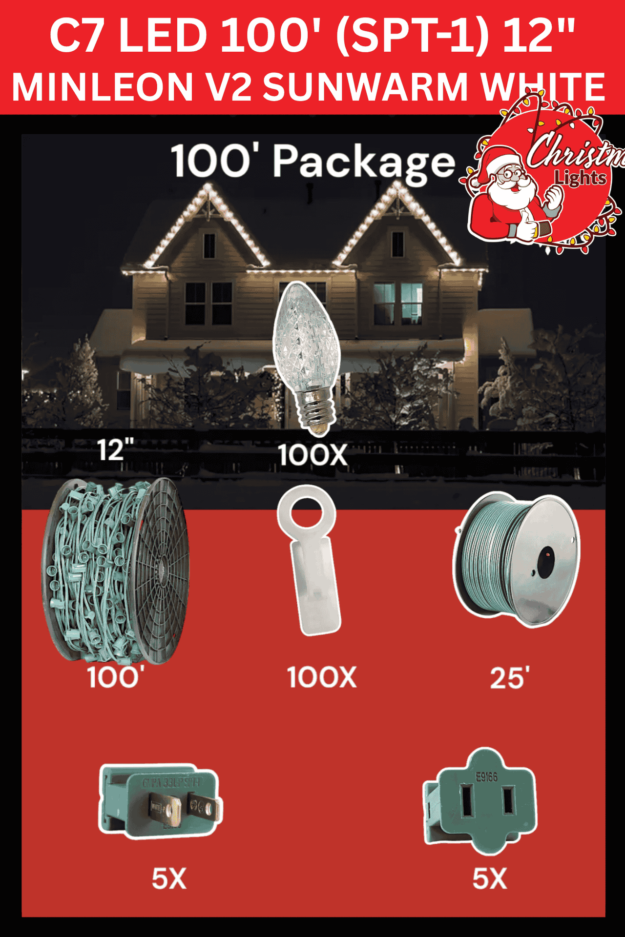 C7 LED 100' SPT-1 12" Minleon V2 Sun Warm White