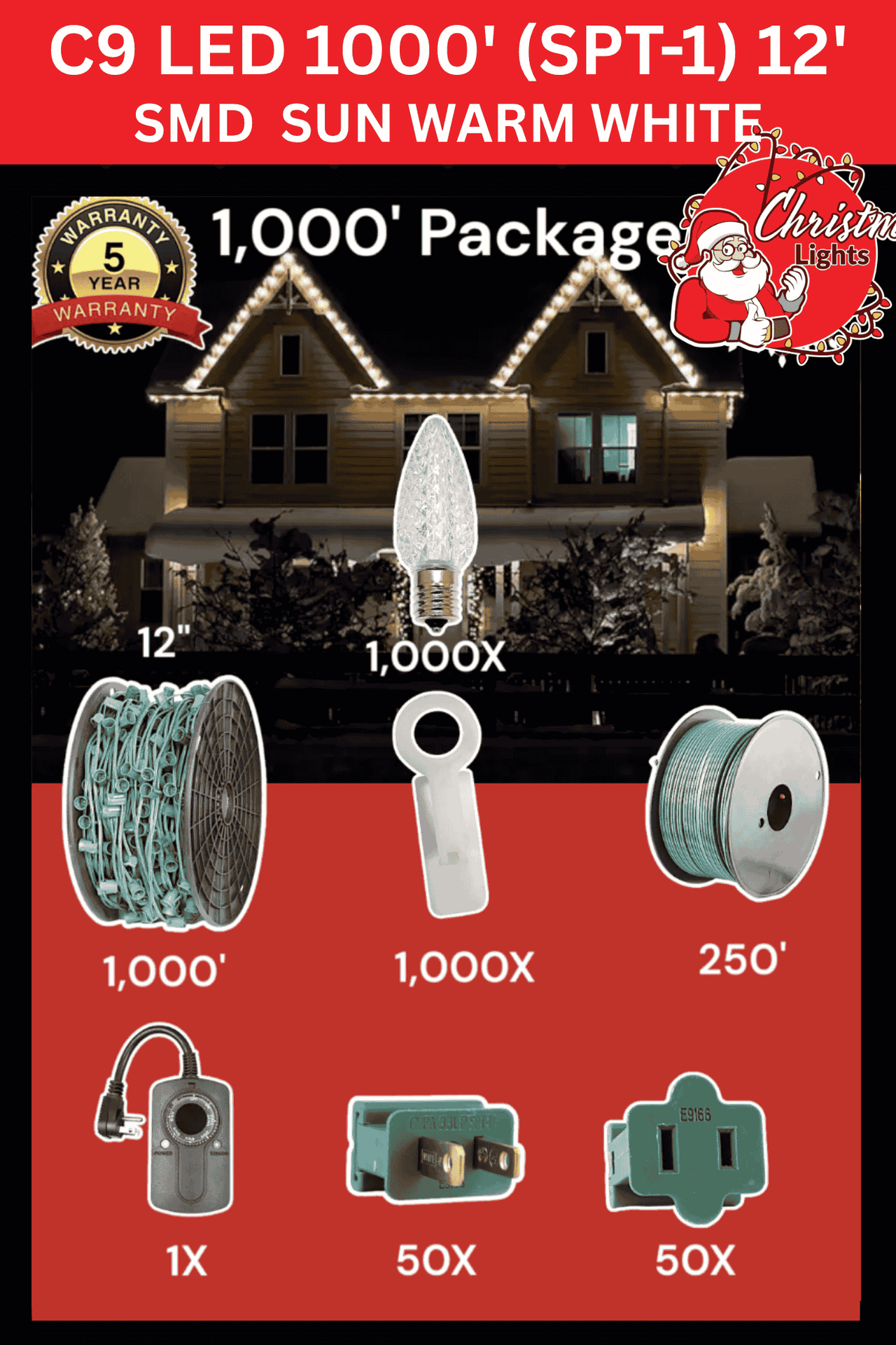 C9 LED 1000' Christmas Light Pro Packages