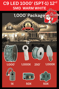 Professional Christmas Lights C9 LED 1000' SPT-1 12