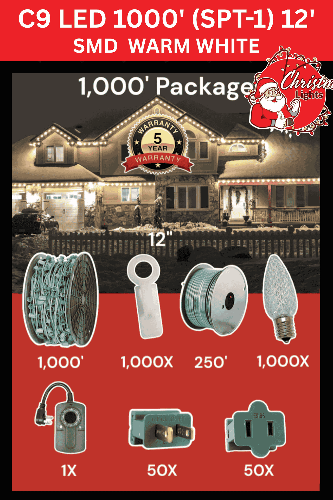 C9 LED 1000' Christmas Light Pro Packages