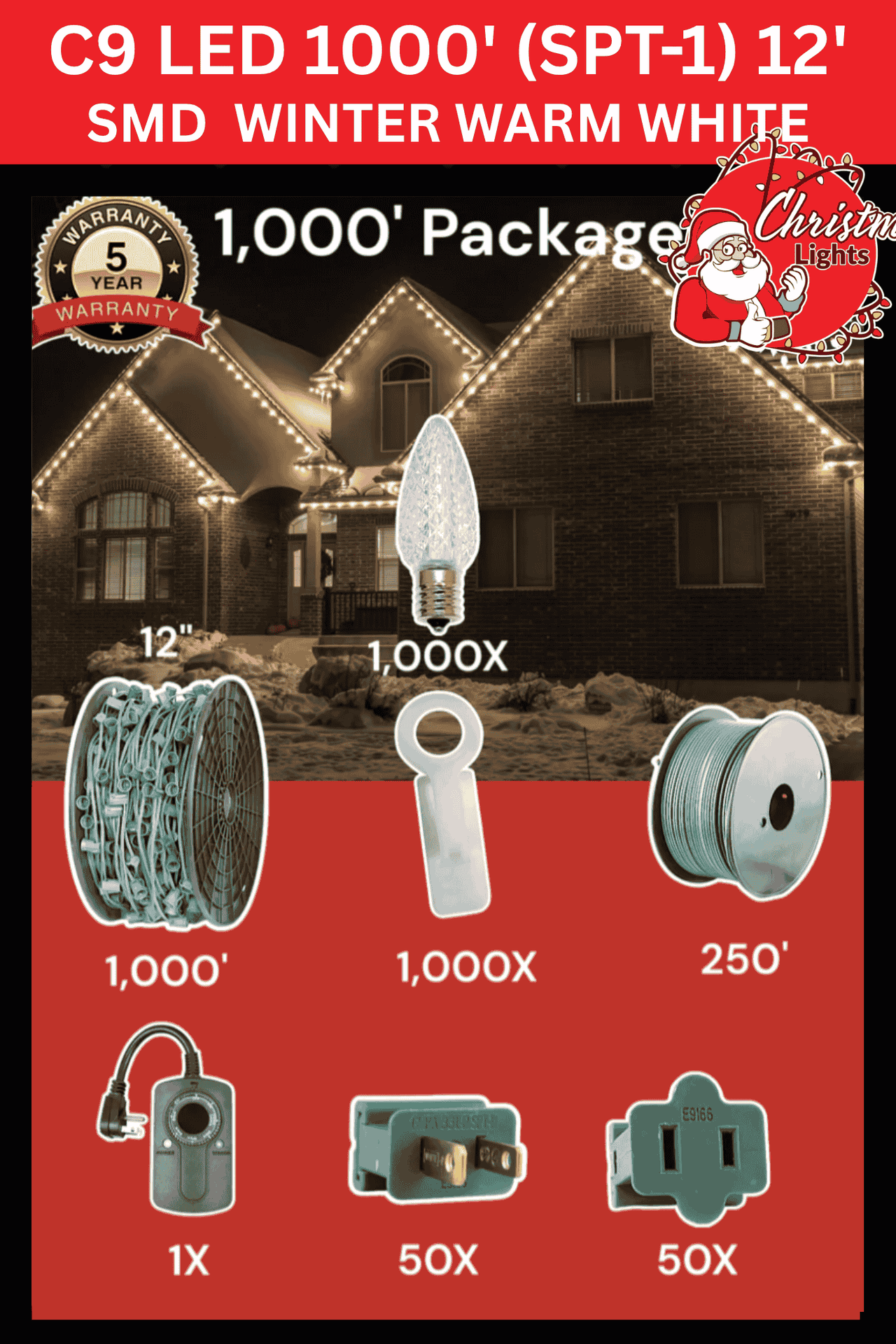 C9 LED 1000' Christmas Light Pro Packages