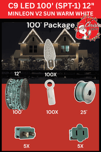 Professional Christmas lights C9 LED 100' SPT1 12