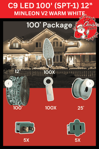 Professional Christmas lights C9 LED 100' SPT1 12