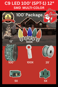 Professional Christmas lights C9 LED 100' SPT1 12