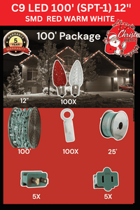 Professional Christmas lights C9 LED 100' SPT-1 12
