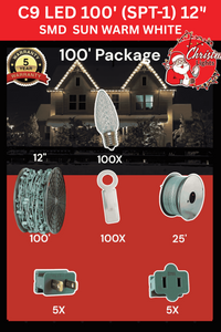 Professional Christmas lights C9 LED 100' SPT-1 12