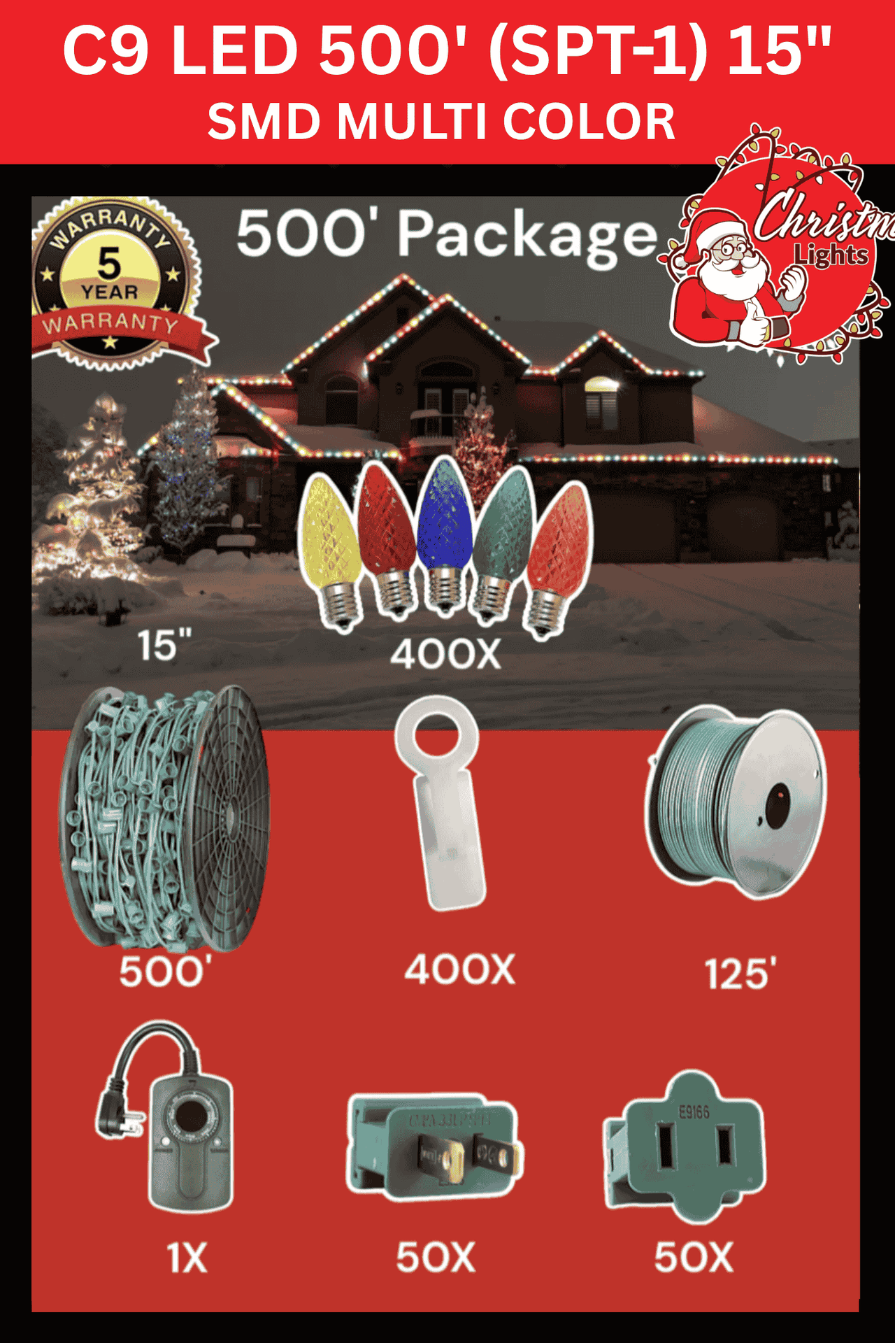 C9 LED 500' Christmas Light Pro Packages