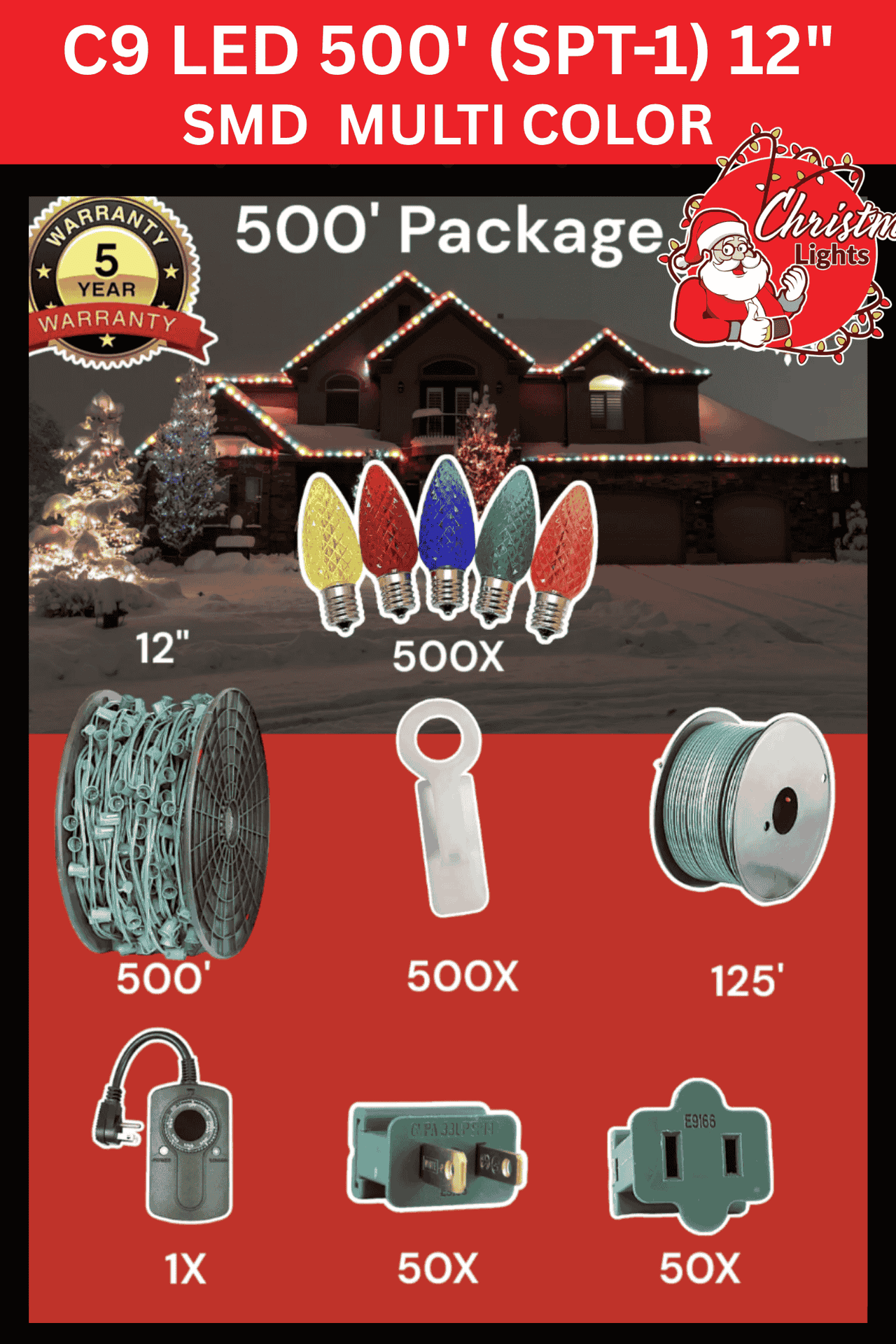 C9 LED 500' Christmas Light Pro Packages