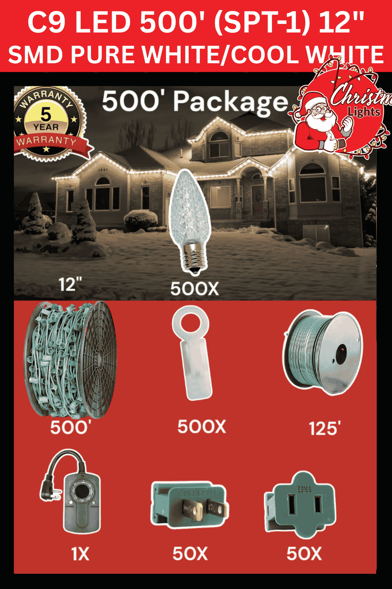 C9 LED 500' Christmas Light Pro Packages