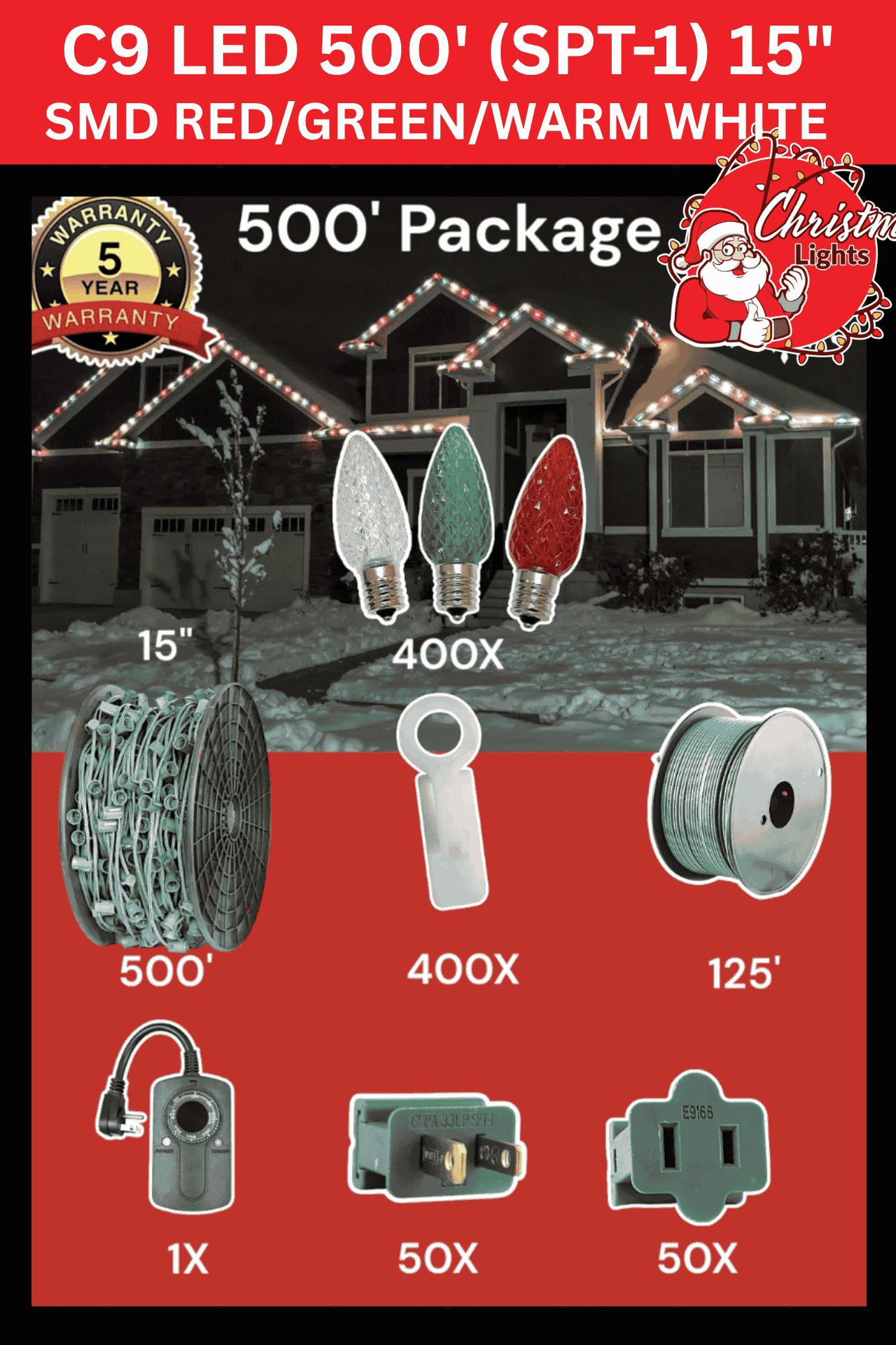 C9 LED 500' Christmas Light Pro Packages