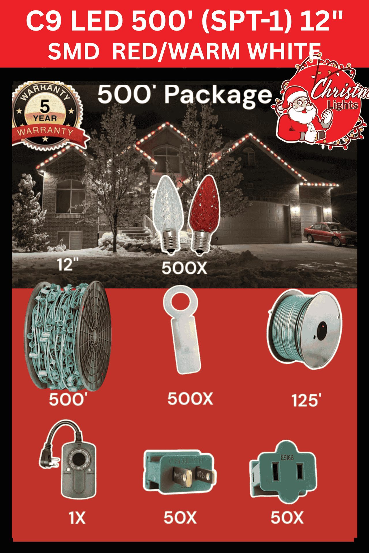 C9 LED 500' Christmas Light Pro Packages