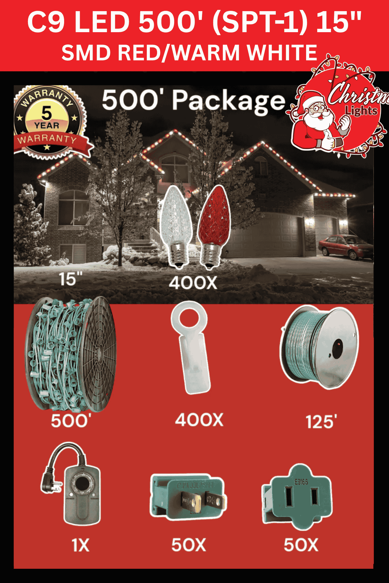 C9 LED 500' Christmas Light Pro Packages