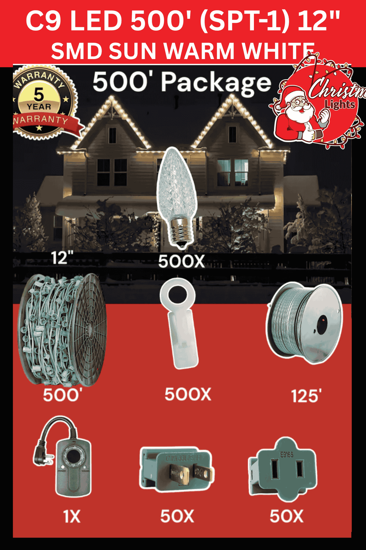 C9 LED 500' Christmas Light Pro Packages