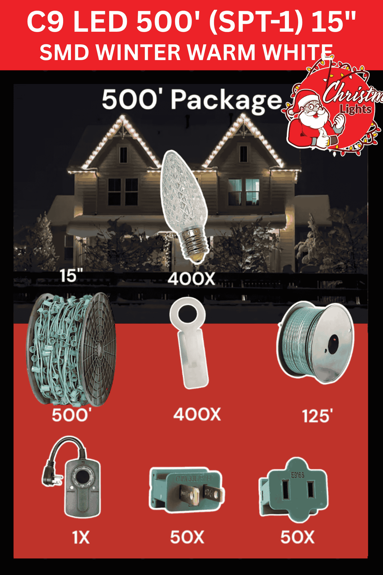 C9 LED 500' Christmas Light Pro Packages