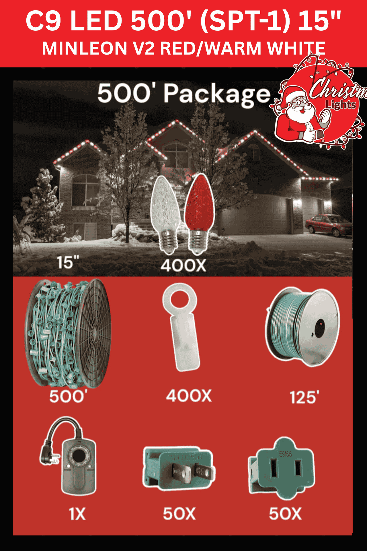 C9 LED 500' Christmas Light Pro Packages