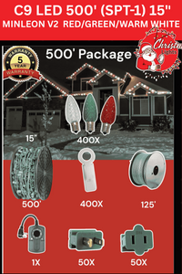 Professional Christmas lights C9 LED 500' SPT1 15
