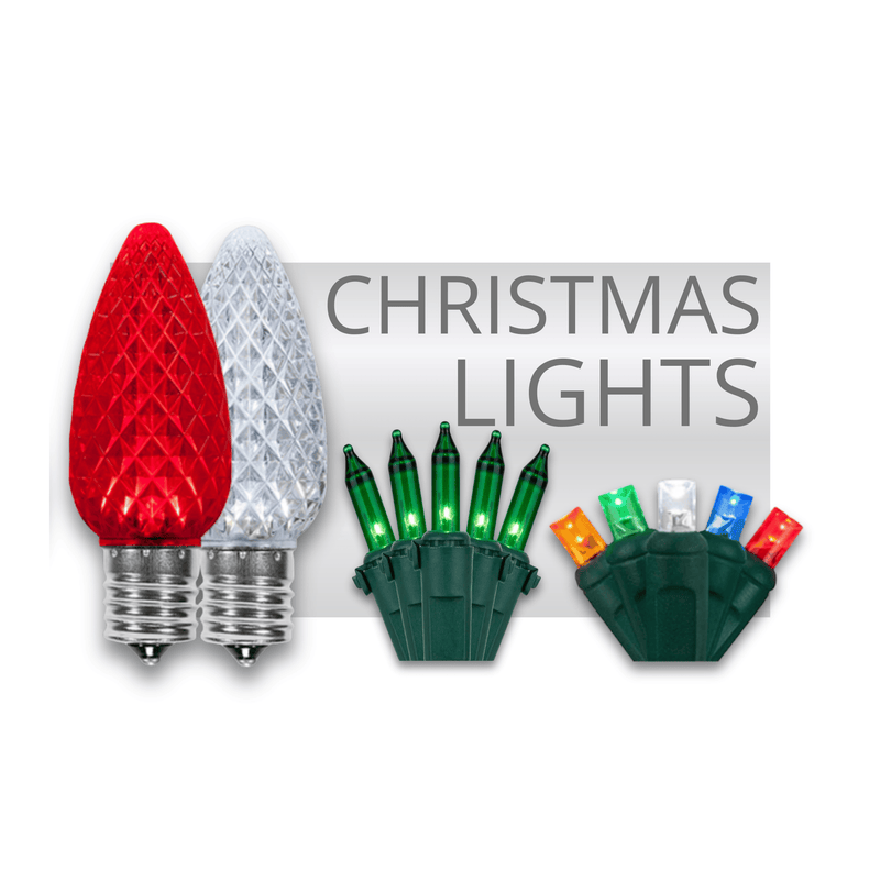 Commercial grade LED Christmas lights including C9 C7 faceted bulbs and mini light strings for professional Christmas Lights Installation