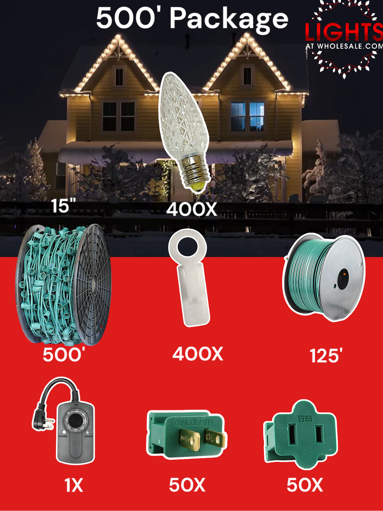 C9 LED 500' Christmas Light Pro Packages