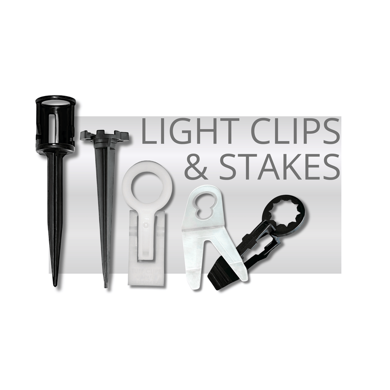 Professional grade lights clips and stakes for Christmas lights installation.
