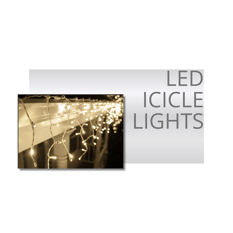 Commercial grade LED icicle lights for rooflines and overhangs.